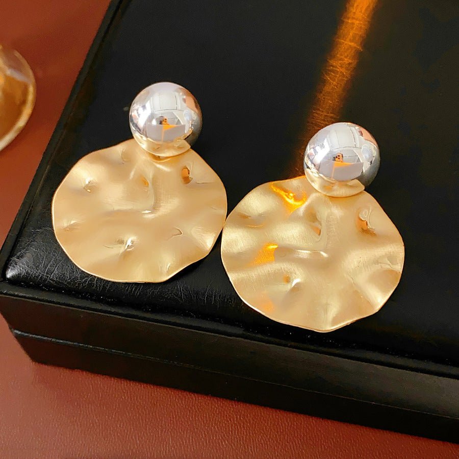 Silver Needle Oval Brushed Earrings - ACOOE