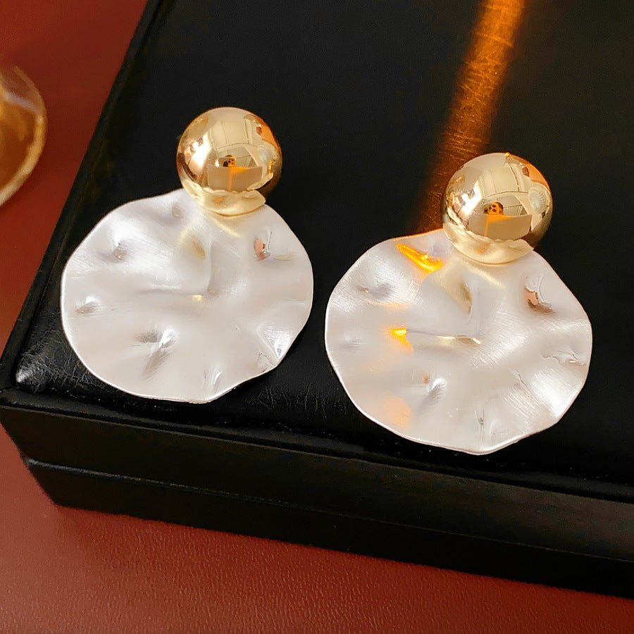 Silver Needle Oval Brushed Earrings - ACOOE