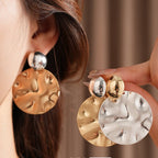 Silver Needle Oval Brushed Earrings - ACOOE