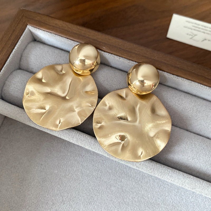 Silver Needle Oval Brushed Earrings - ACOOE