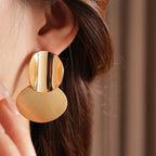 Silver Needle Oval Brushed Pendant Earrings - ACOOE