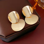 Silver Needle Oval Brushed Pendant Earrings - ACOOE