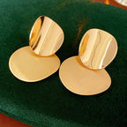 Silver Needle Oval Brushed Pendant Earrings - ACOOE