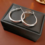 Silver Needle Round Earrings Minimalist Style - ACOOE