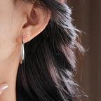 Silver Needle Round Earrings Minimalist Style - ACOOE