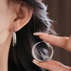 Silver Needle Round Earrings Minimalist Style - ACOOE