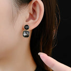 Silver Needle Square Geometric Earrings - ACOOE