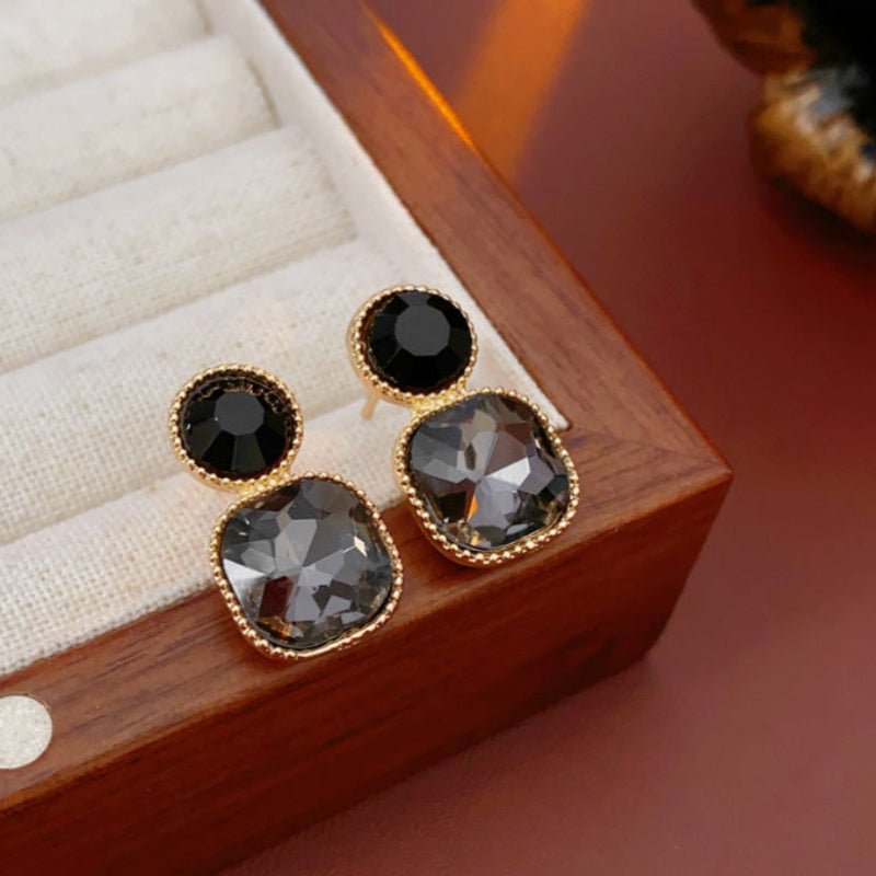 Silver Needle Square Geometric Earrings - ACOOE