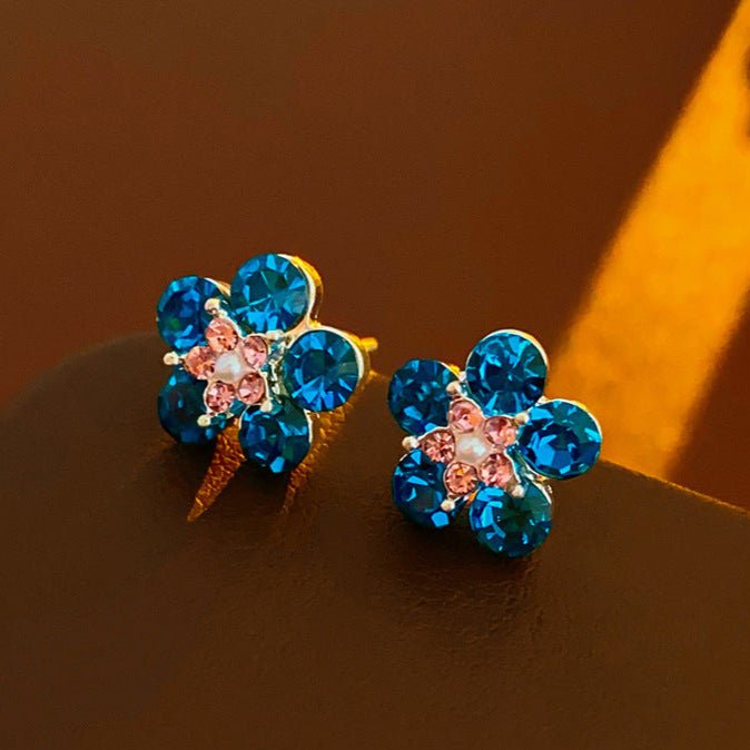 Silver Needle Wrinkled Blue Metal Earrings - ACOOE