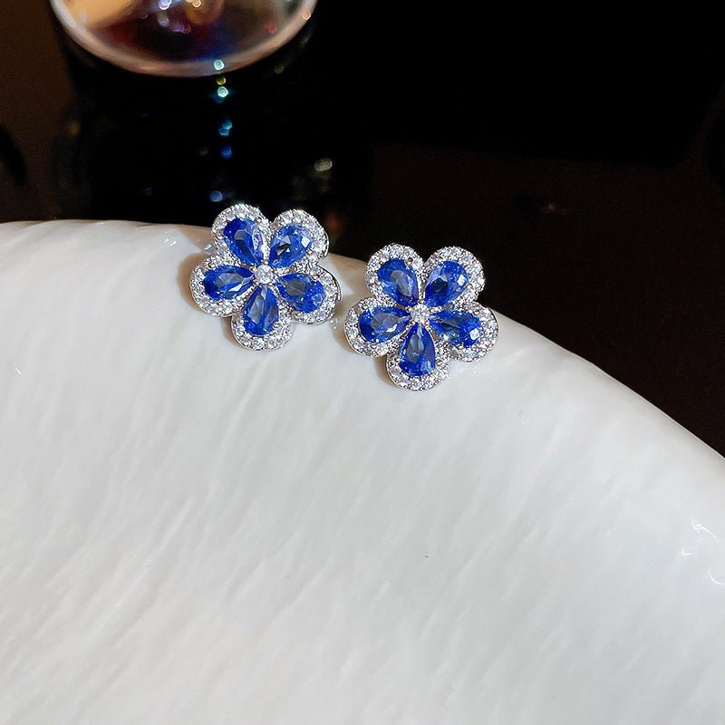 Silver Needle Wrinkled Blue Metal Earrings - ACOOE