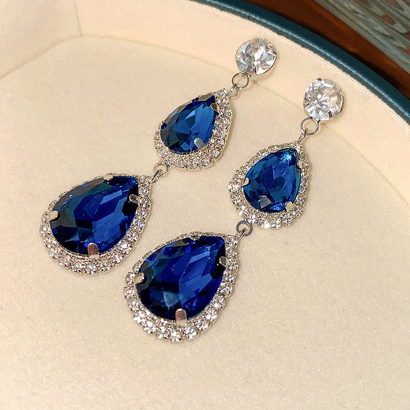 Silver Needle Wrinkled Blue Metal Earrings - ACOOE