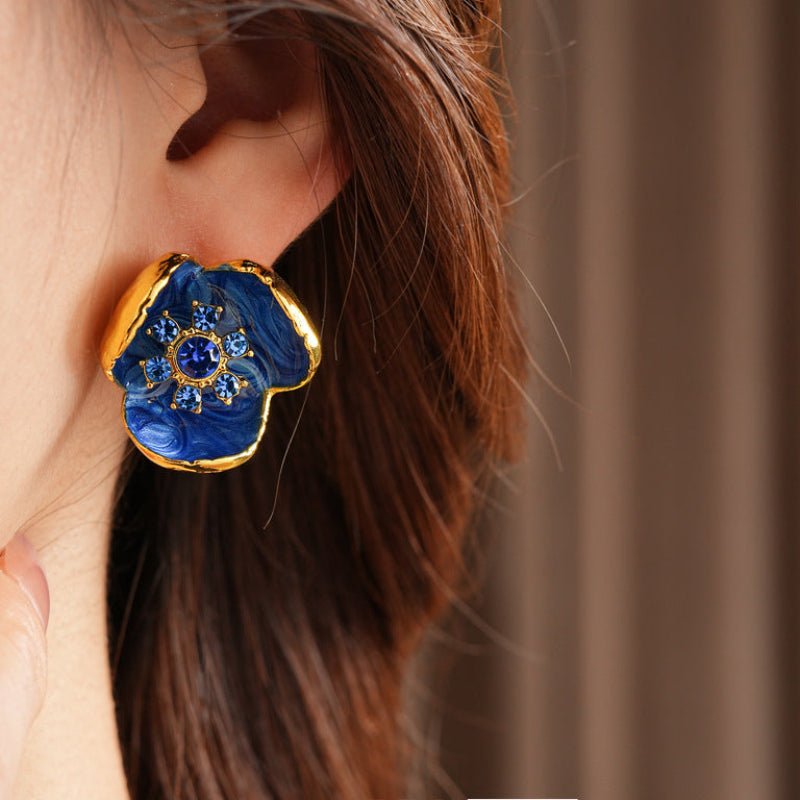 Vintage Diamond - Encrusted Flower Earrings - ACOOE