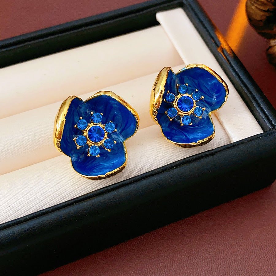 Vintage Diamond - Encrusted Flower Earrings - ACOOE