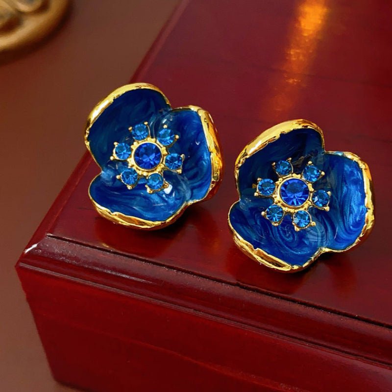 Vintage Diamond - Encrusted Flower Earrings - ACOOE