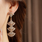 Vintage Diamond Multi - layer Fan Tassel Earrings - ACOOE