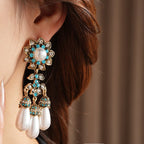 Vintage Diamond - Studded Flower Water Drop Earrings - ACOOE