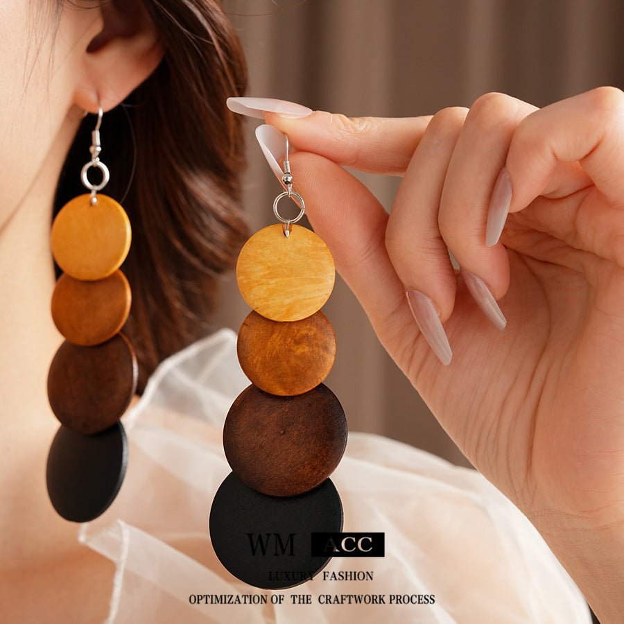 Vintage Round Wooden Bohemian Earrings - ACOOE