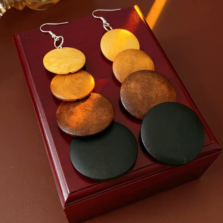 Vintage Round Wooden Bohemian Earrings - ACOOE
