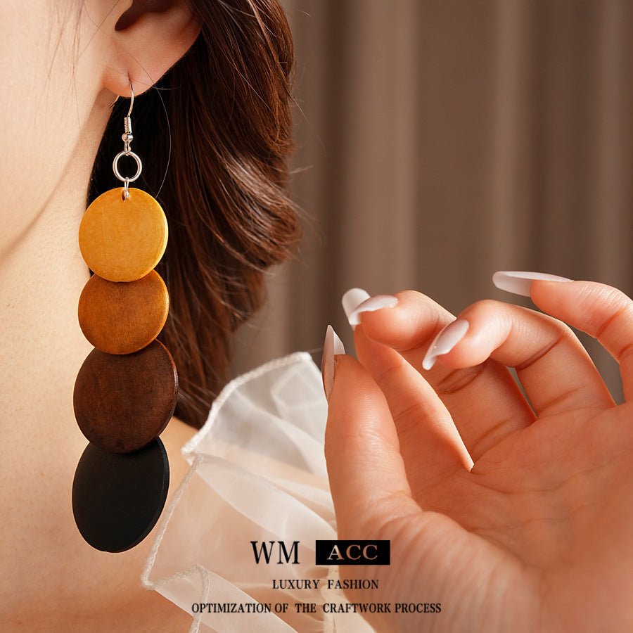 Vintage Round Wooden Bohemian Earrings - ACOOE