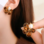 Vintage Silver Needle Flower Pearl Earrings - ACOOE