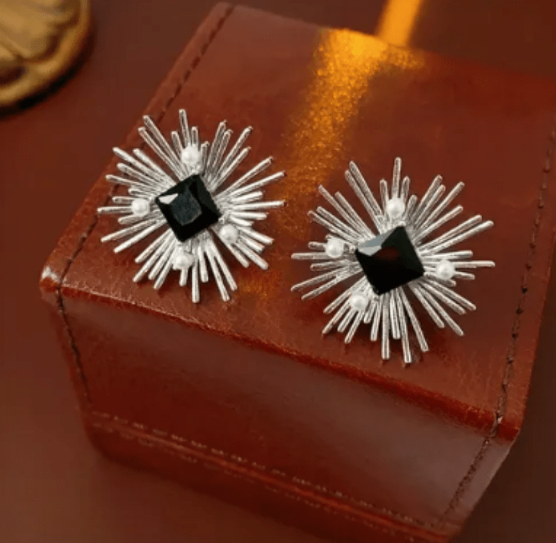 Vintage Silver Needle Zircon & Fireworks Pearl Earrings - ACOOE