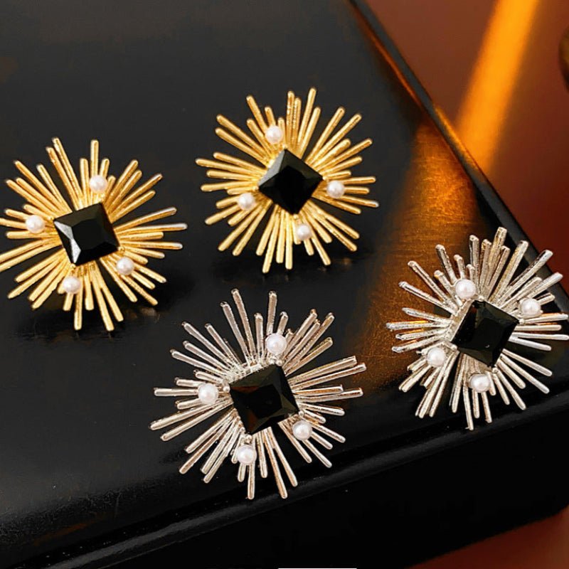Vintage Silver Needle Zircon & Fireworks Pearl Earrings - ACOOE