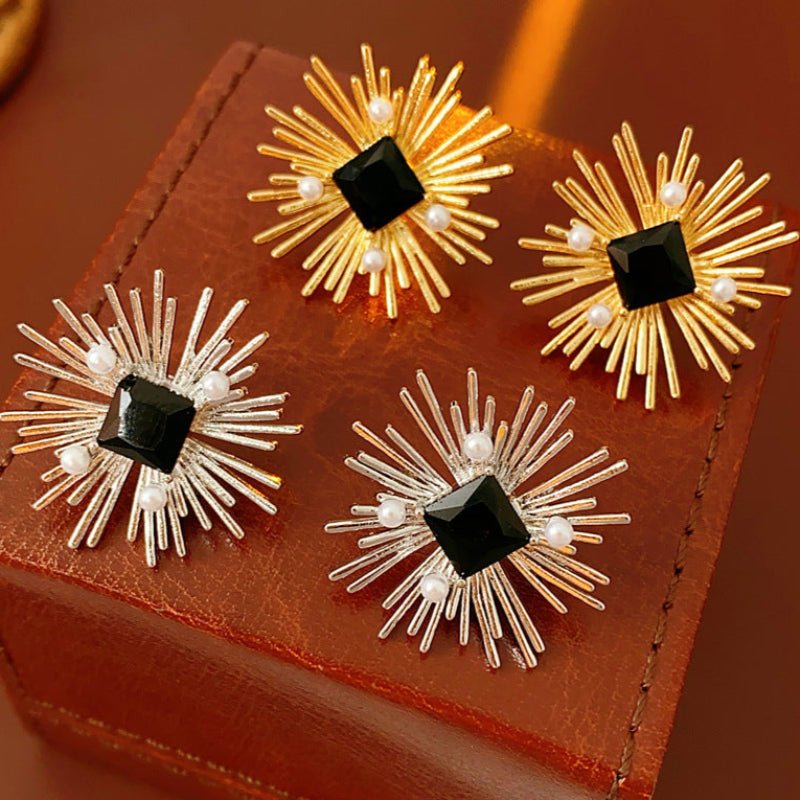 Vintage Silver Needle Zircon & Fireworks Pearl Earrings - ACOOE