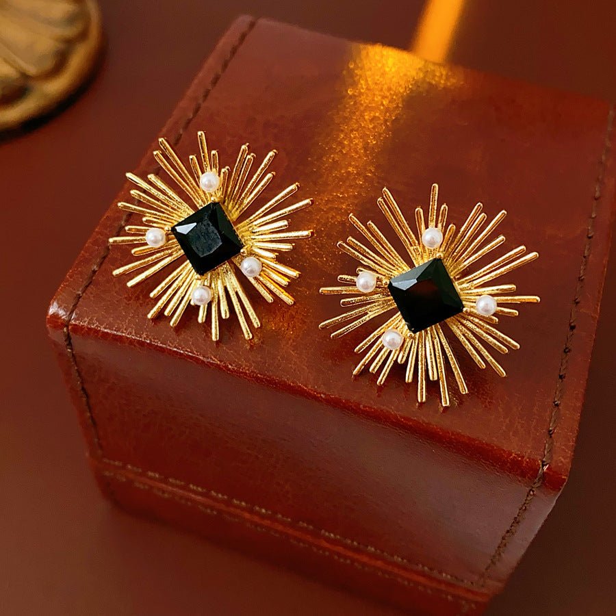 Vintage Silver Needle Zircon & Fireworks Pearl Earrings - ACOOE